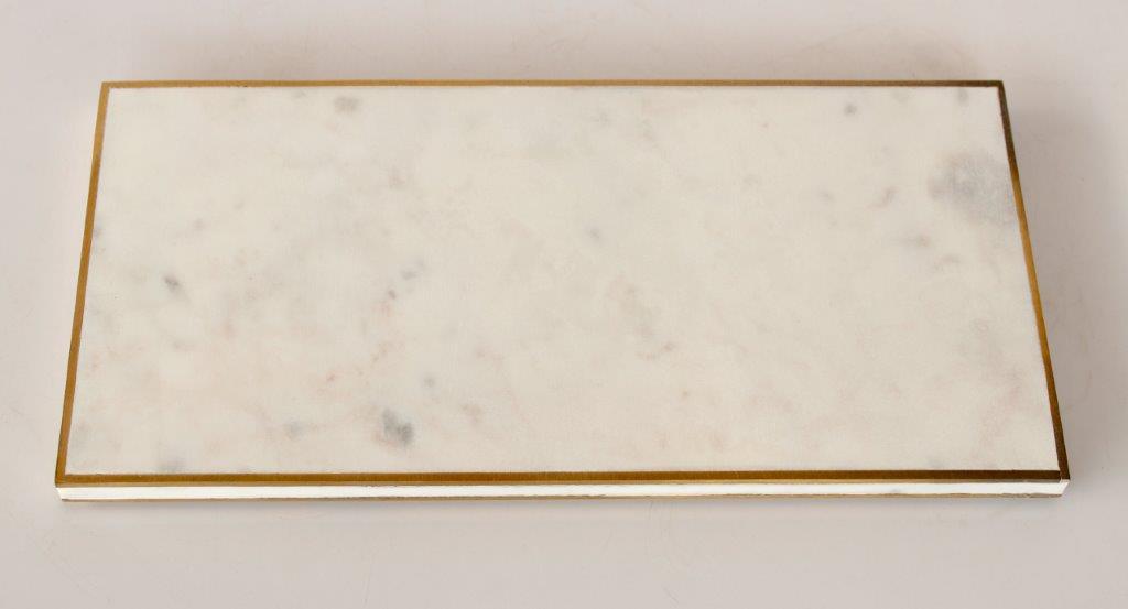 Rectangular Marble Tray With Brass Edge